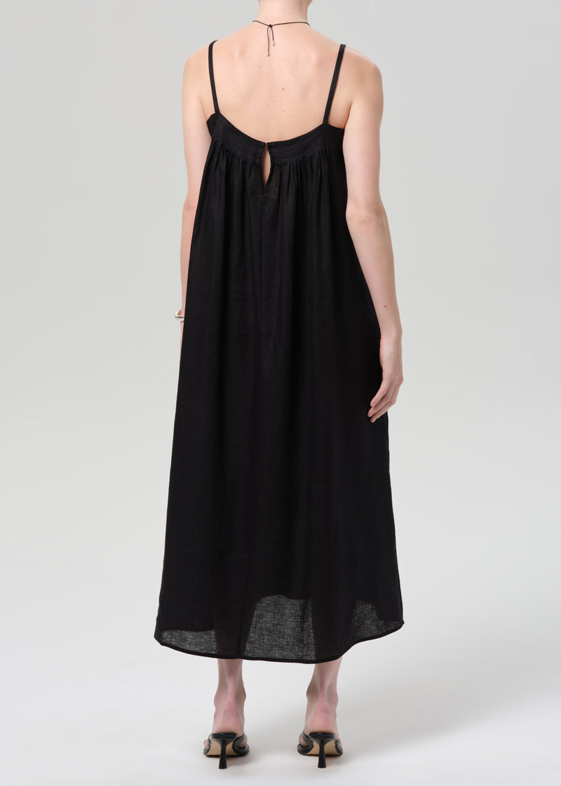 Reva Pintuck Linen Dress In Black 3