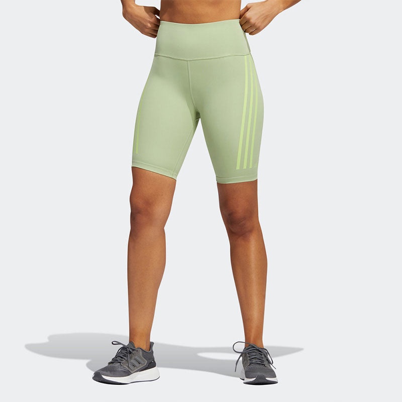 (WMNS) adidas Essentials 3-stripes Waisted Short Leggings 'Green' HD4471 - 2