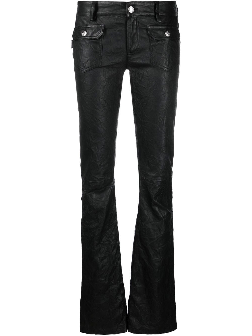 kick-flare leather jeans - 1