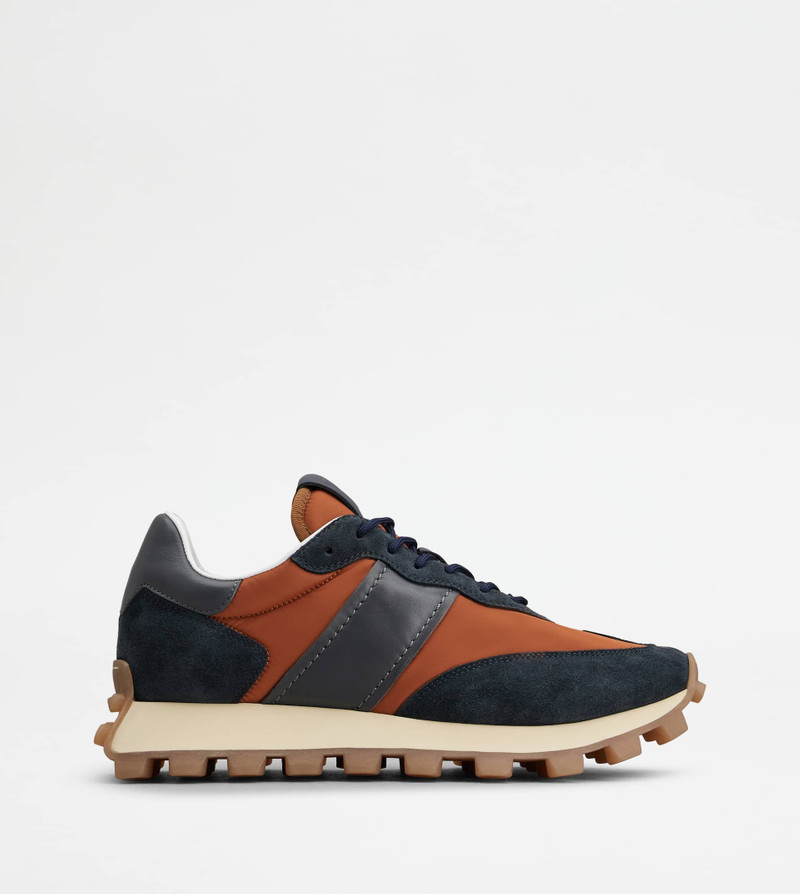 TOD'S 1T SNEAKERS IN SUEDE AND FABRIC - ORANGE, BLUE 1