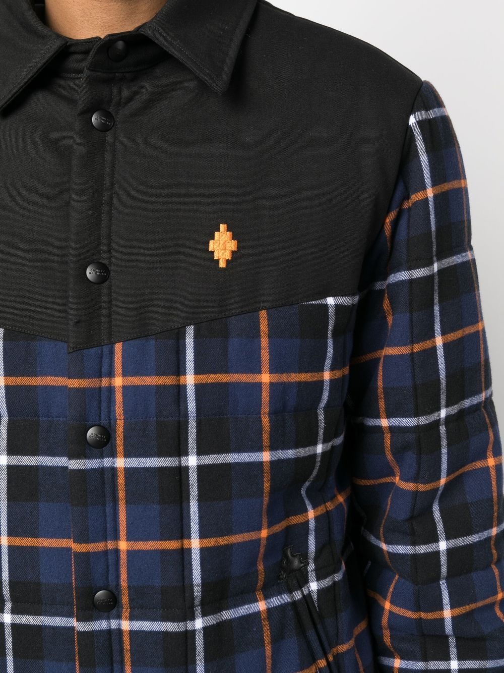check-print padded shirt jacket - 9