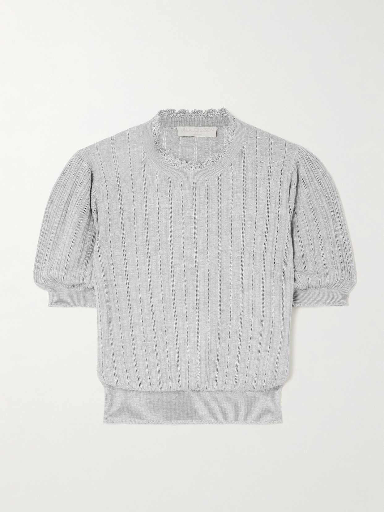 Gemma Crochet-trimmed Pointelle-knit Sweater - 1