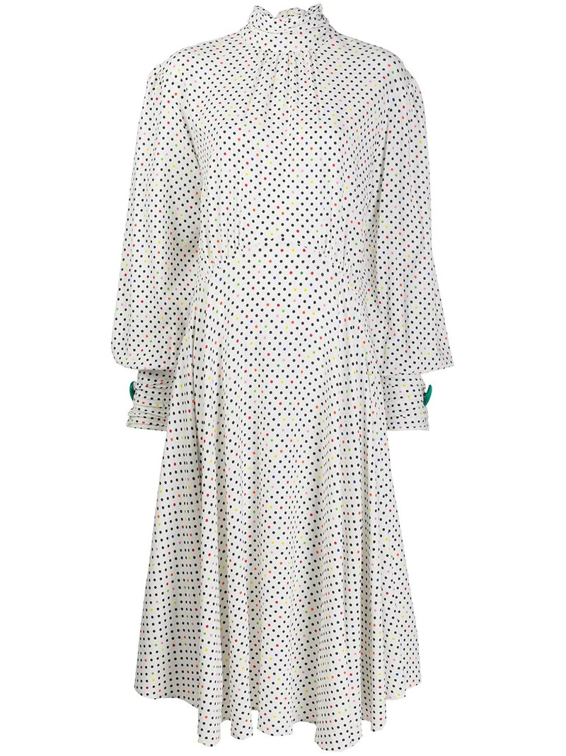 polka dot tie neck dress 1