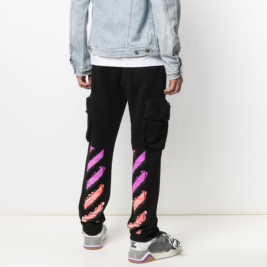 Off-White SS21 Logo Pocket Casual Sports Pants Black OMCH036R21FLE0021032 - 4