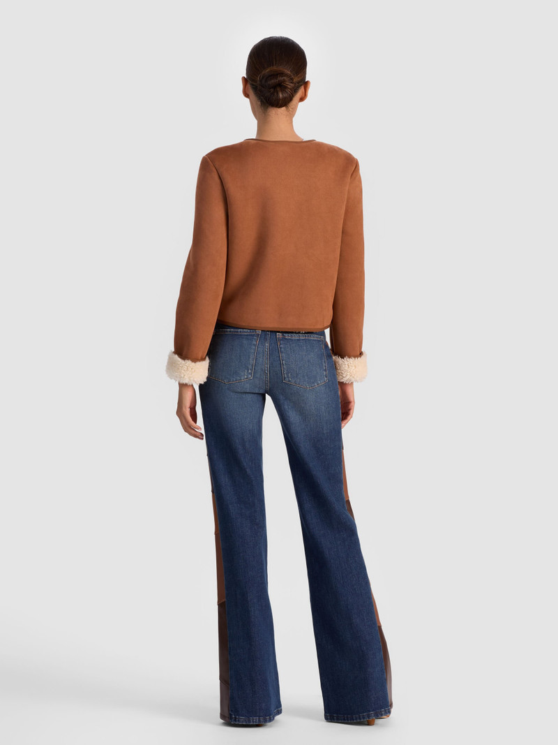 Alice + Olivia ALMA VEGAN SUEDE TEDDY JACKET outlook