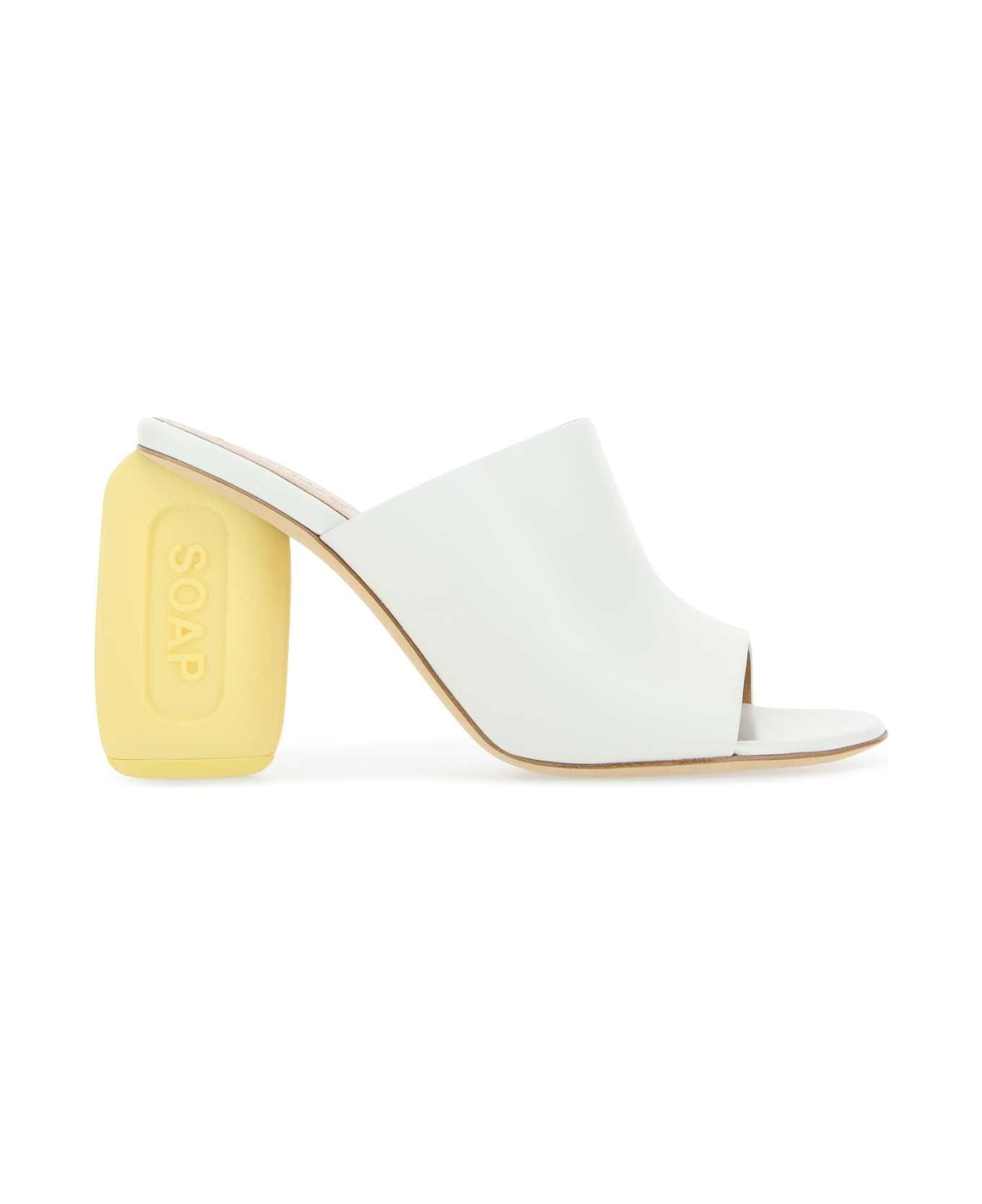 Ivory Leather Soap Mules - 1