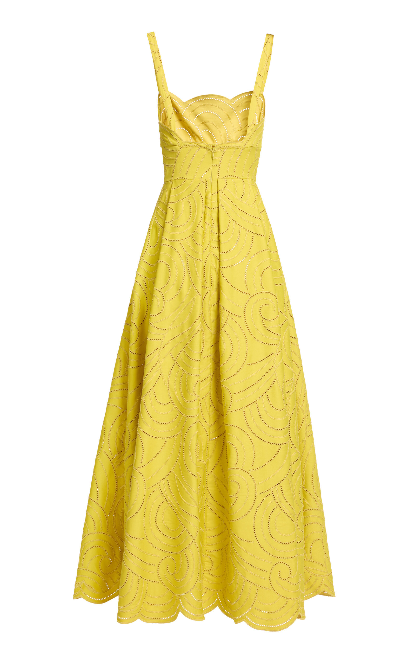 Embroidered Cotton Midi Dress yellow - 5