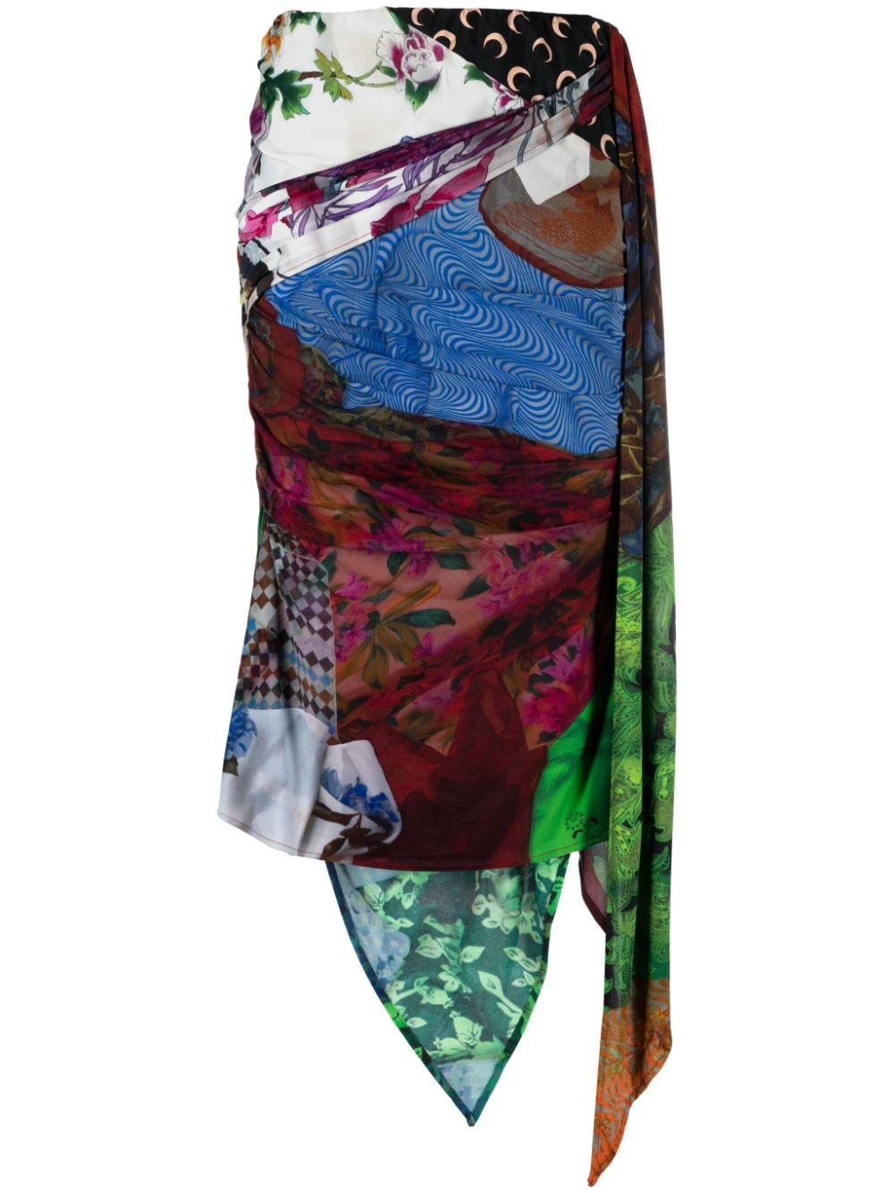 graphic-print draped midi skirt - 1