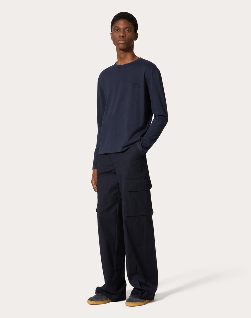 Valentino LONG-SLEEVE COTTON T-SHIRT WITH VLOGO SIGNATURE PATCH outlook
