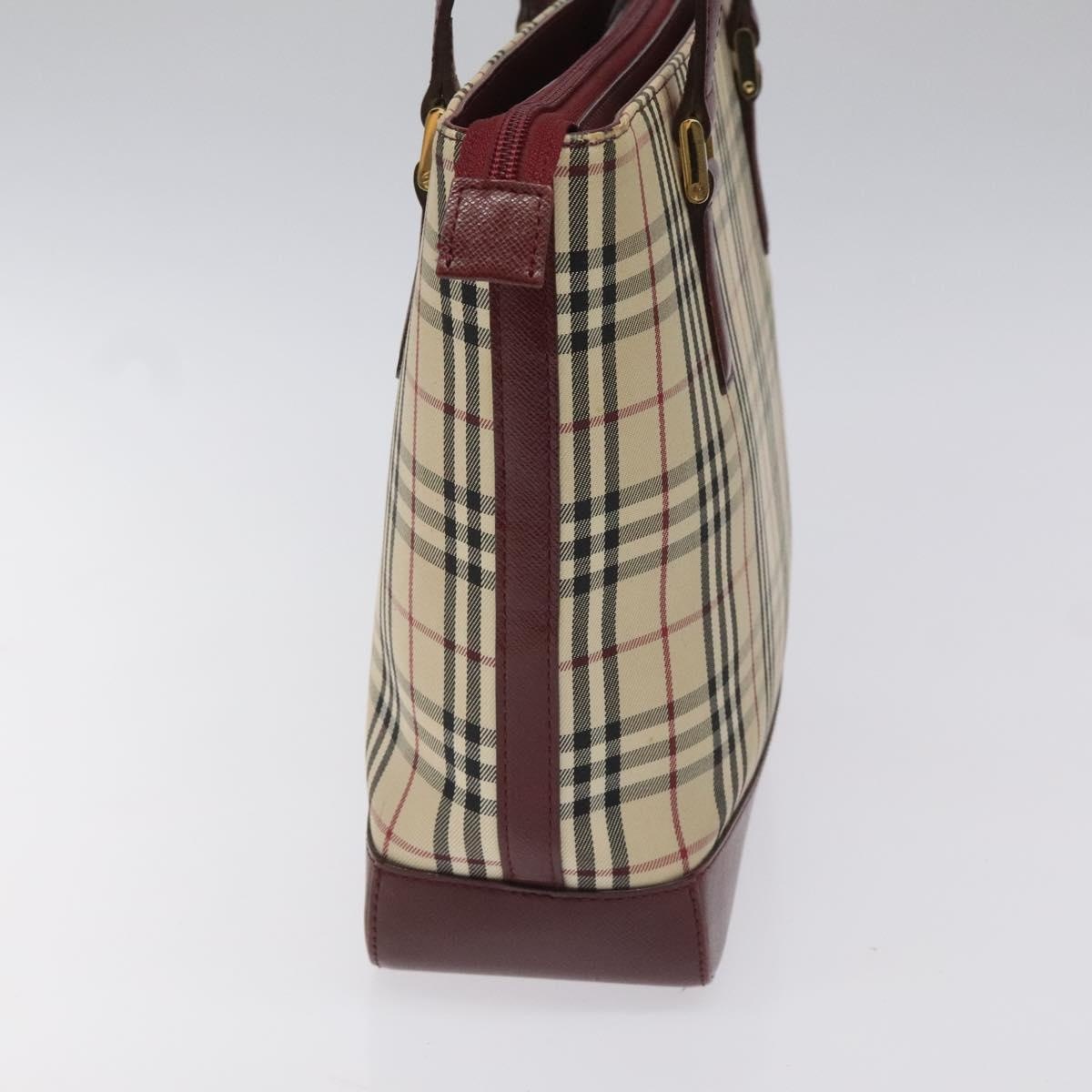Burberry Nova Check Tote Bag Canvas Leather Beige Red Gold - 4