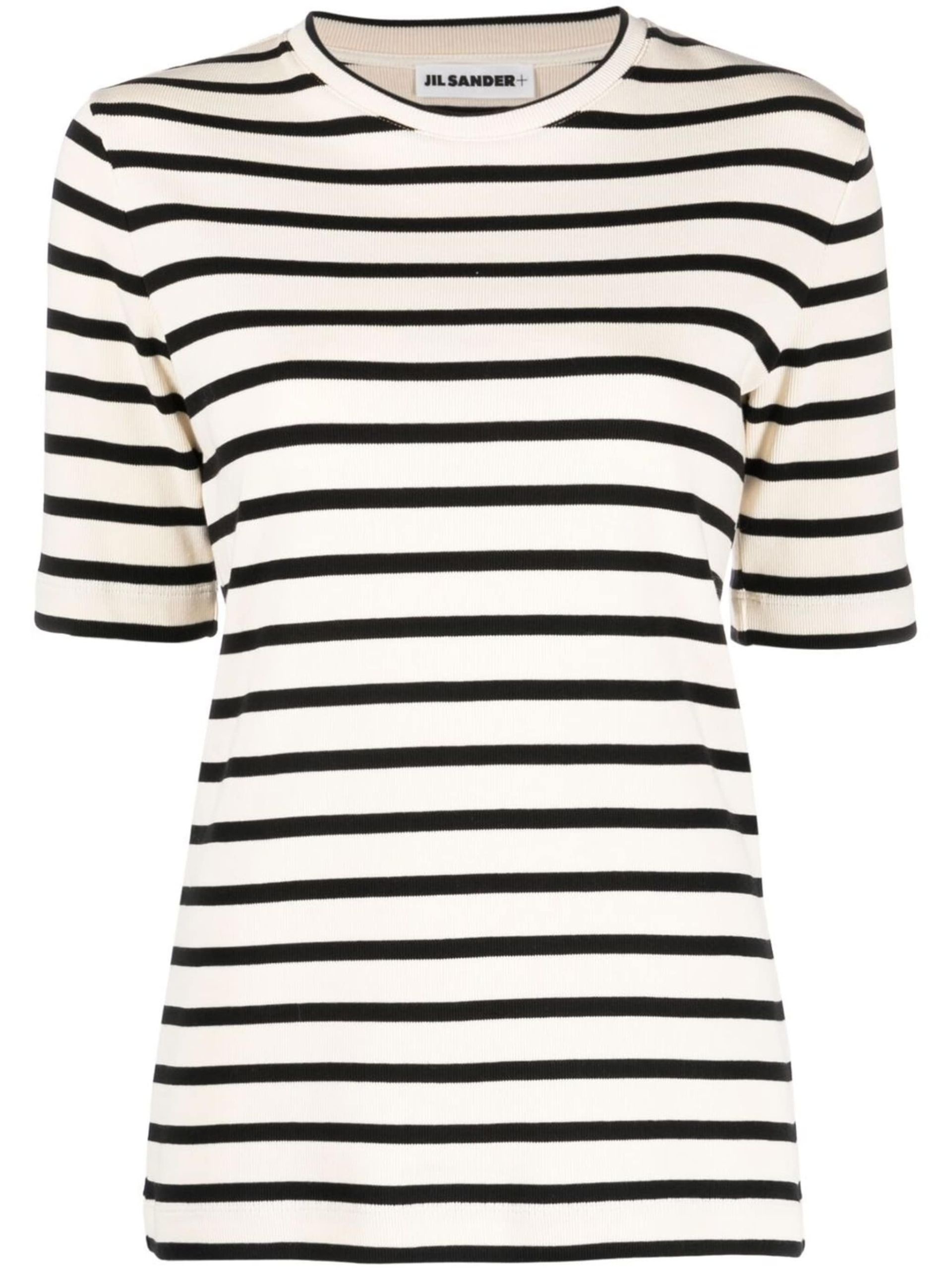 Neutral Striped Knit T-Shirt - 1