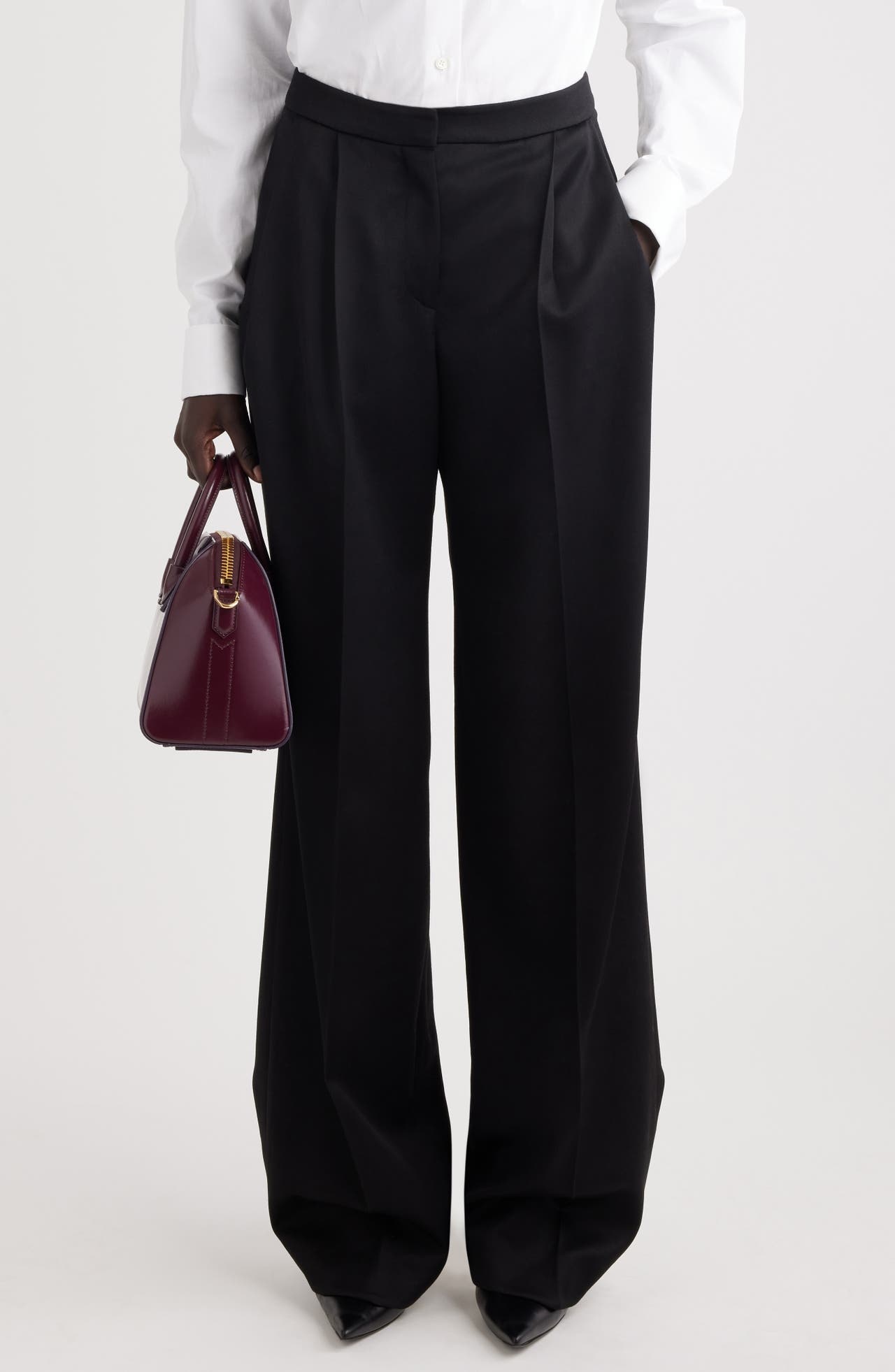 Givenchy Pleated Wool Twill Pants in Black at Nordstrom - 1