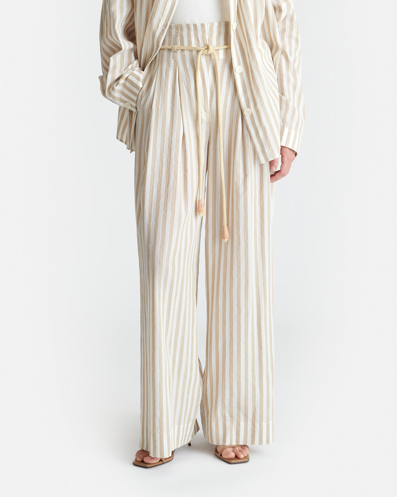 Nanushka Striped Belted Linen Pants outlook