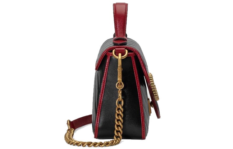 (WMNS) Gucci GG Marmont Series mini hand Bag Single Shoulder Bag Black 583571-0OLFX-8277 - 4