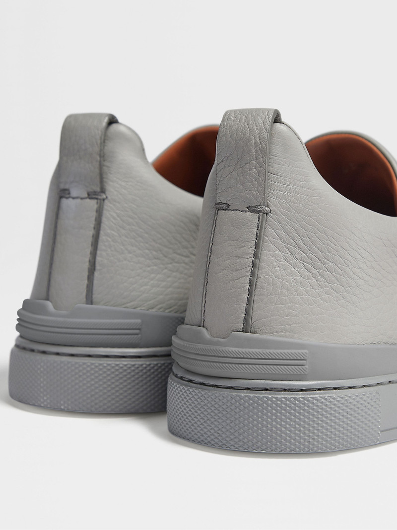 ZEGNA GREY MÉLANGE DEERSKIN TRIPLE STITCH™ SNEAKERS outlook