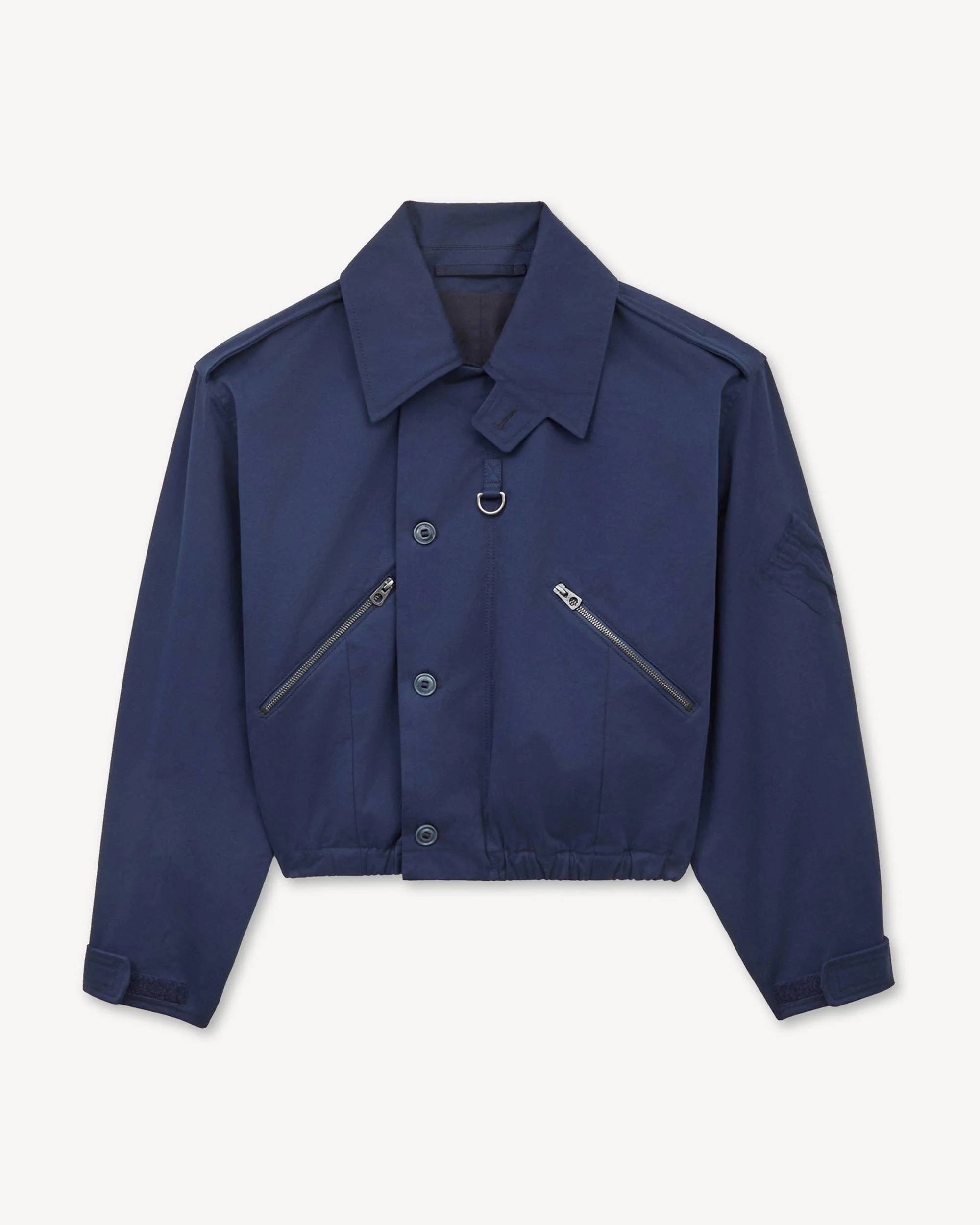 Cropped military bomber in cotton twill - 1