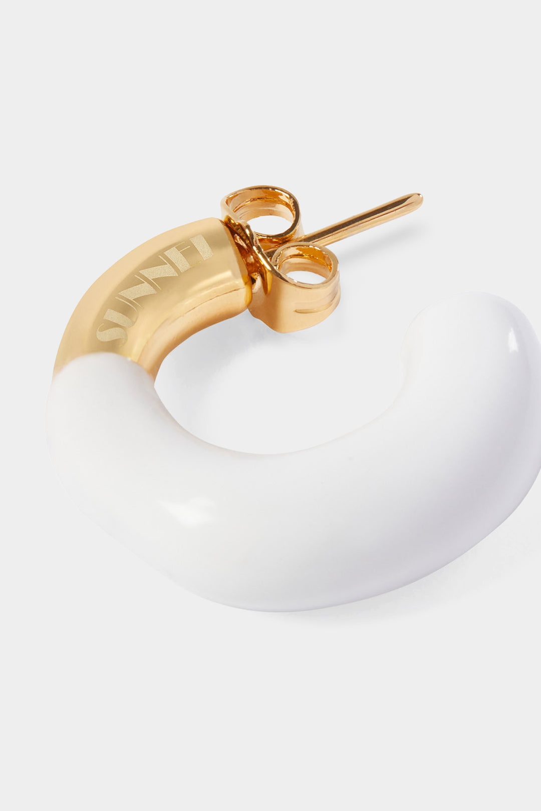 MINI RUBBERIZED EARRINGS GOLD / white - 2