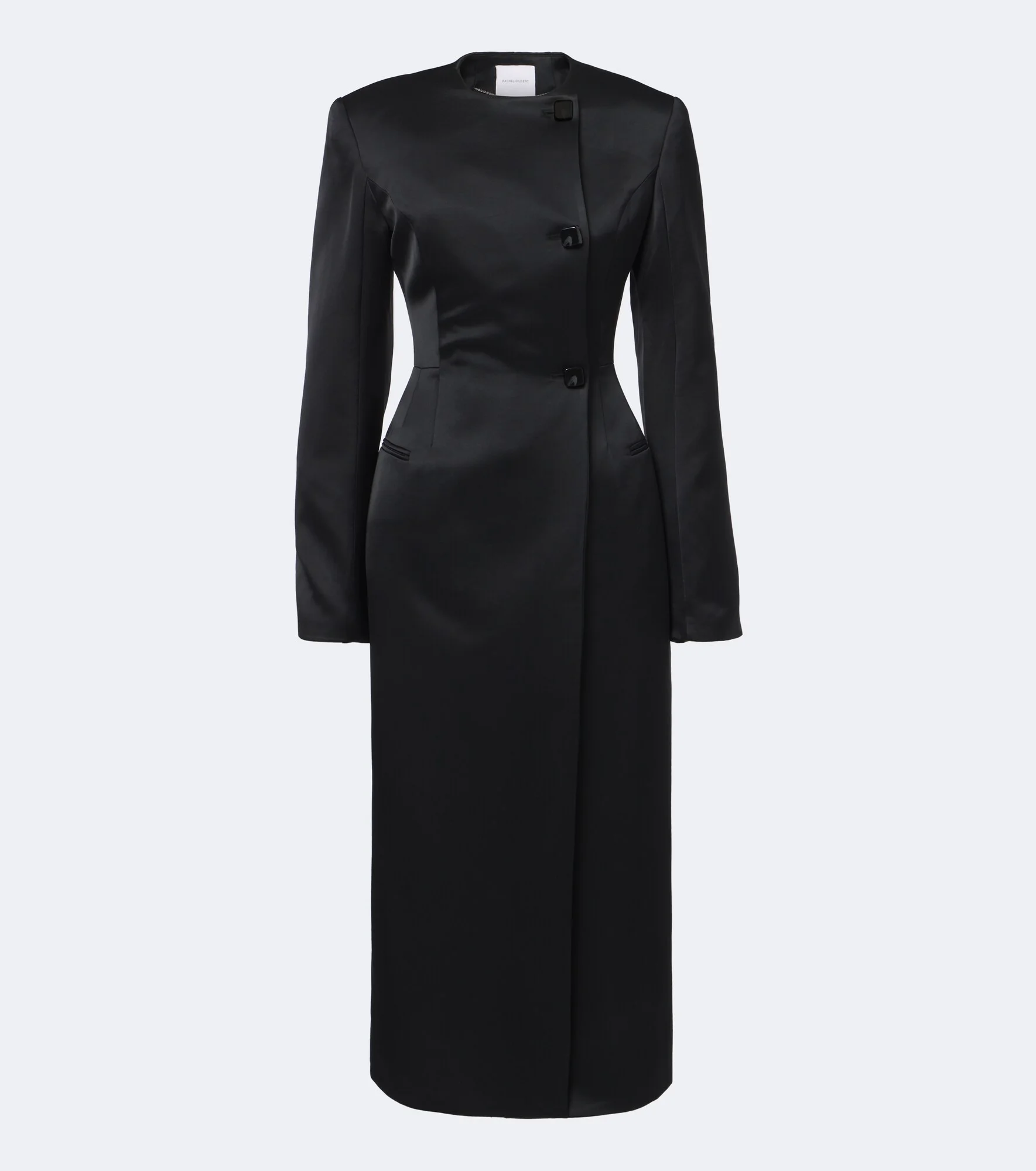 Leeta double-breasted satin coat - 1
