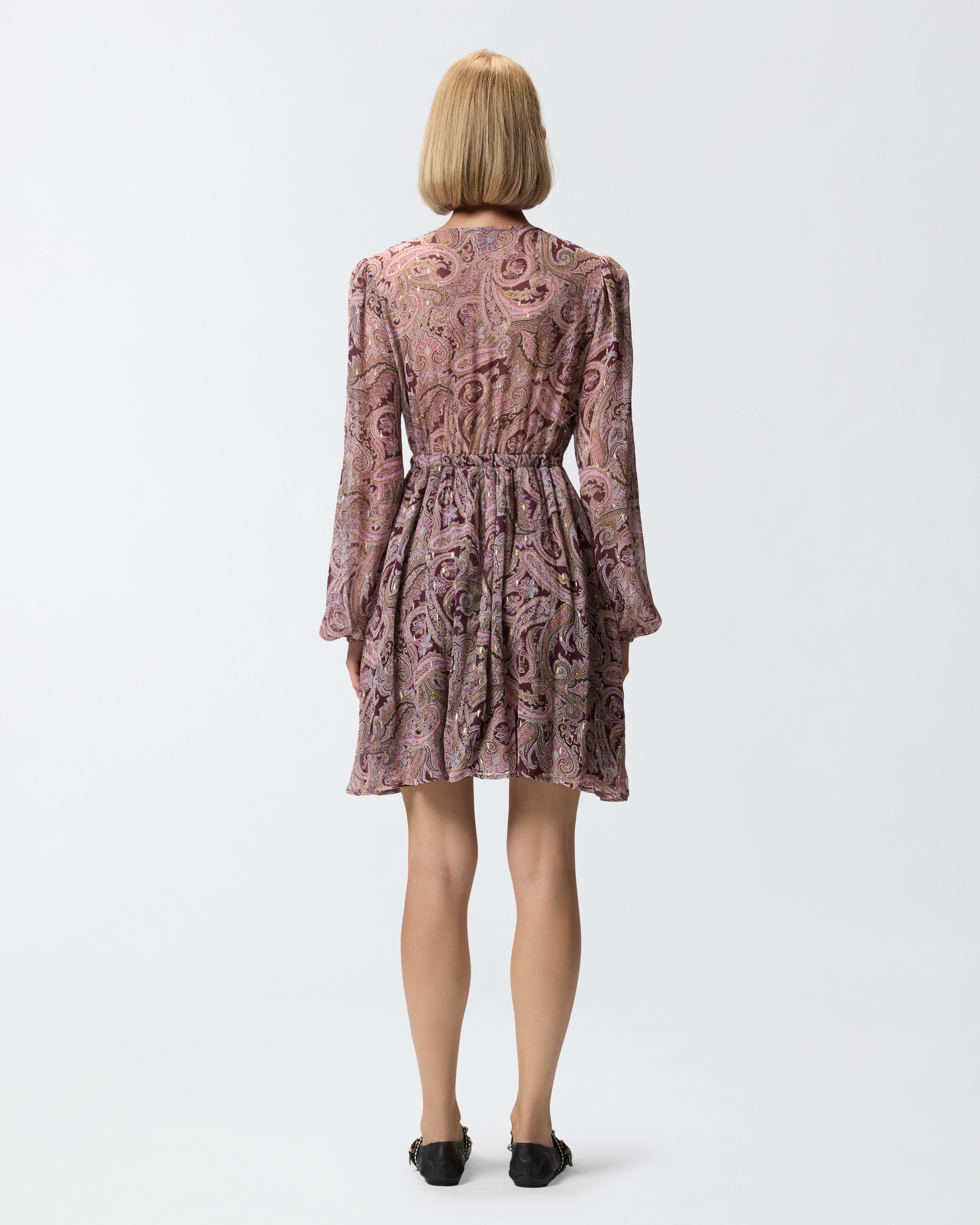 MINI DRESS WITH METALLIC CASHMERE PRINT - 4