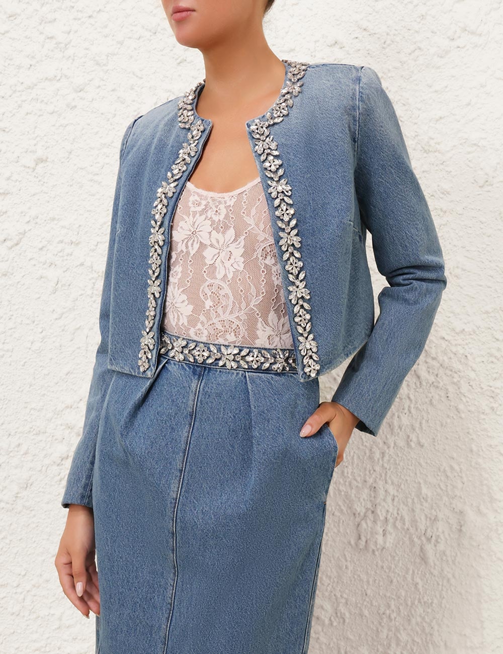 CRUSH EMBELLISHED DENIM JACKET - 2