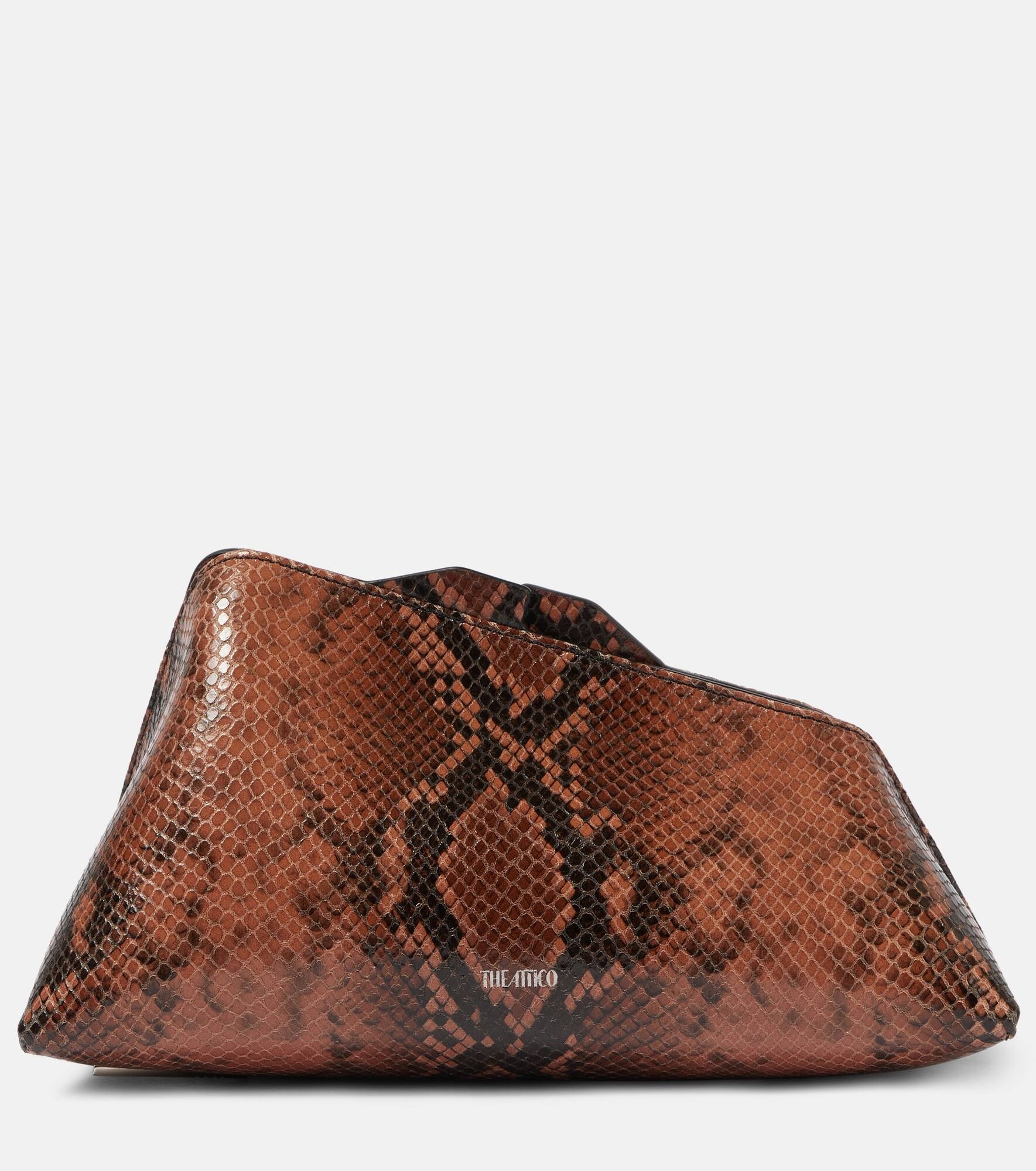 8.30PM Small snake-print leather clutch - 1