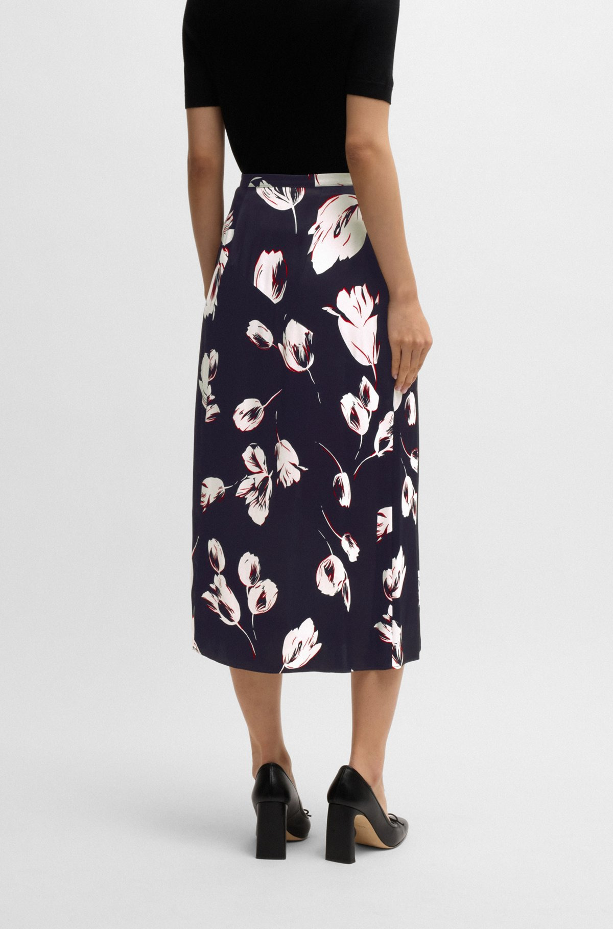 SATIN MAXI SKIRT WITH TULIP PRINT - 4