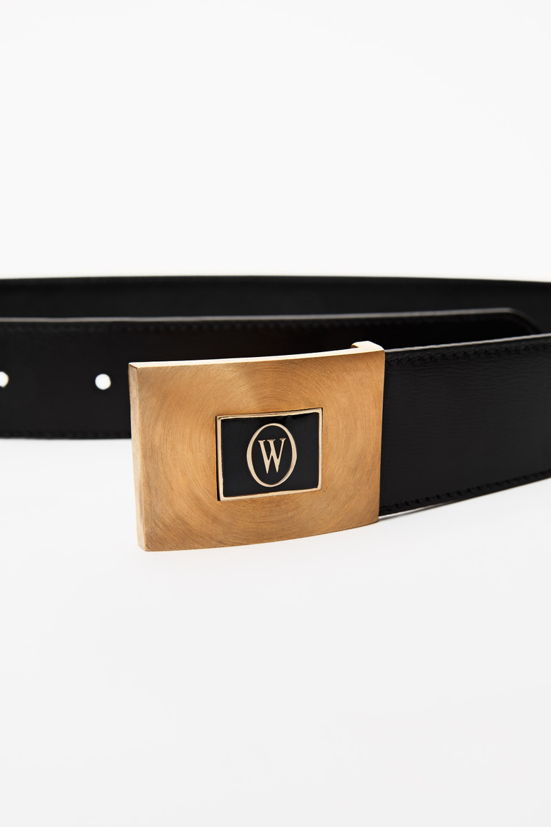 Alexander Wang ENAMEL PLAQUE LOGO BELT IN LEATHER outlook