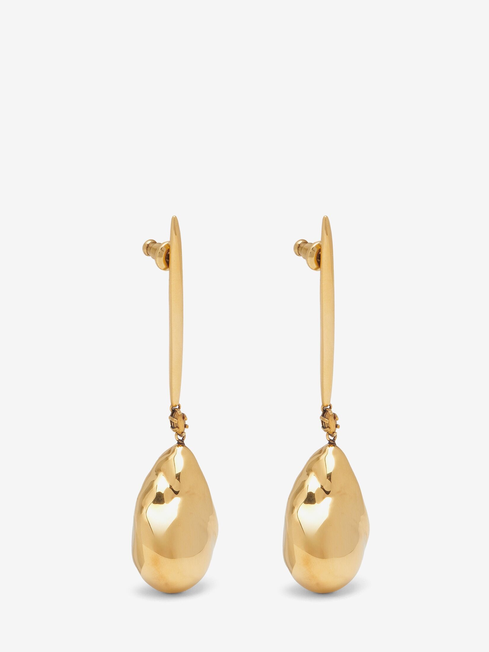 Women's Metal Pearl Stick Earrings in Antique Gold - 2