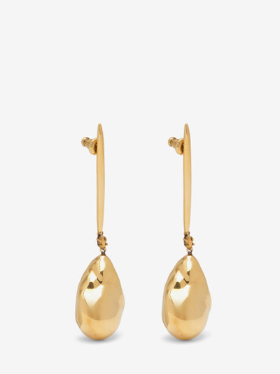 Alexander McQueen Women's Metal Pearl Stick Earrings in Antique Gold outlook