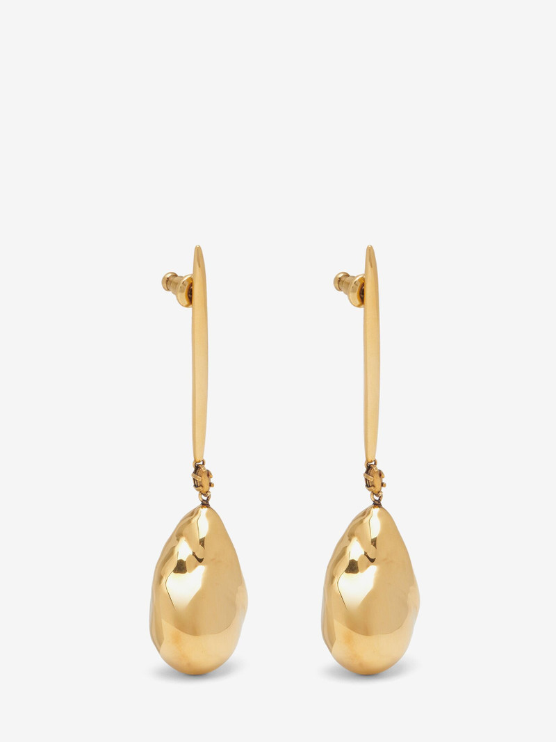 Alexander McQueen Women's Metal Pearl Stick Earrings in Antique Gold outlook