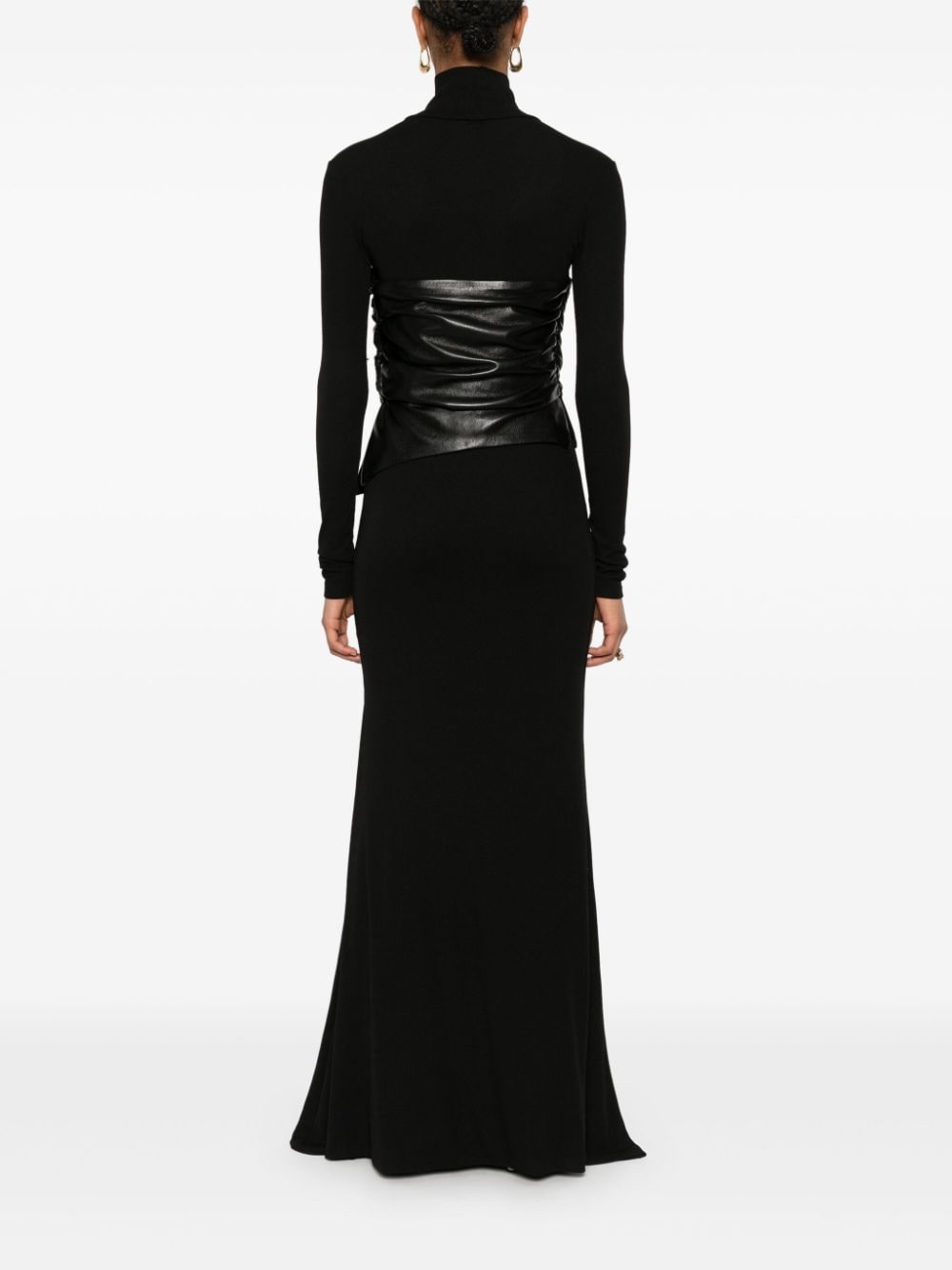 draped-panel roll-neck maxi dress - 4