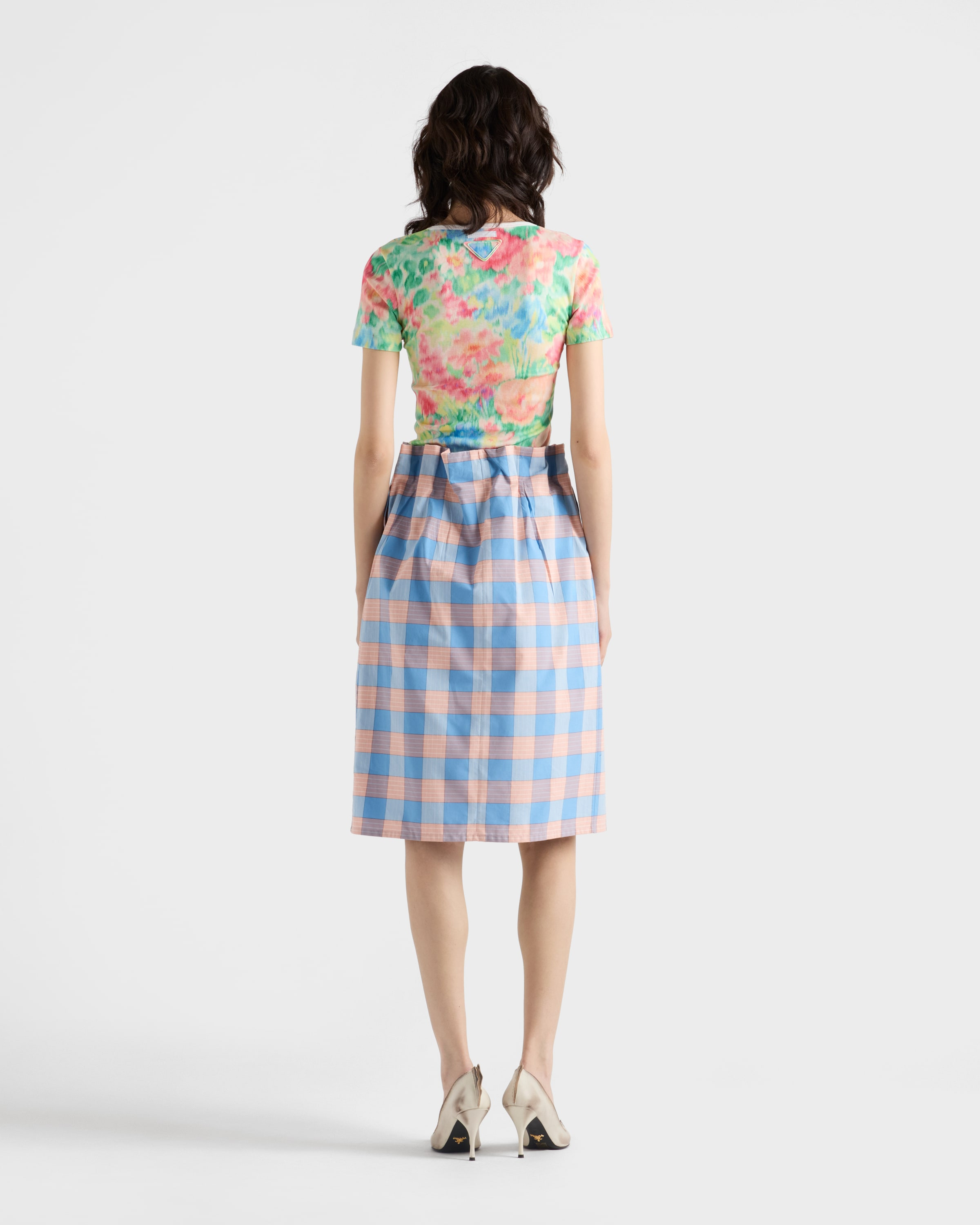 Checked poplin midi-skirt - 5