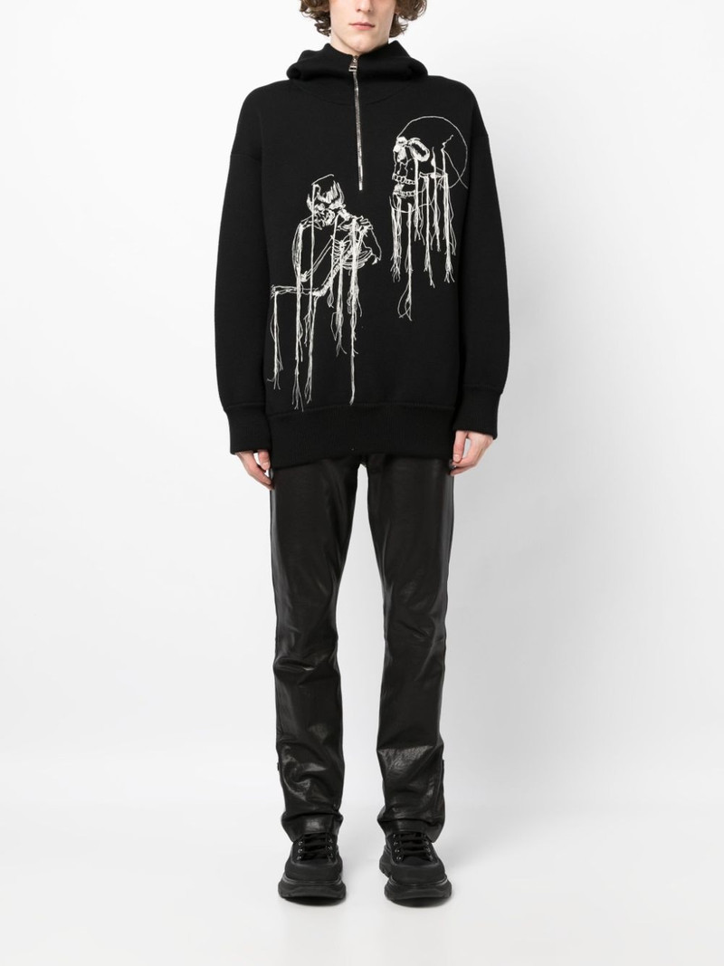 Alexander McQueen skull-print knitted hoodie outlook