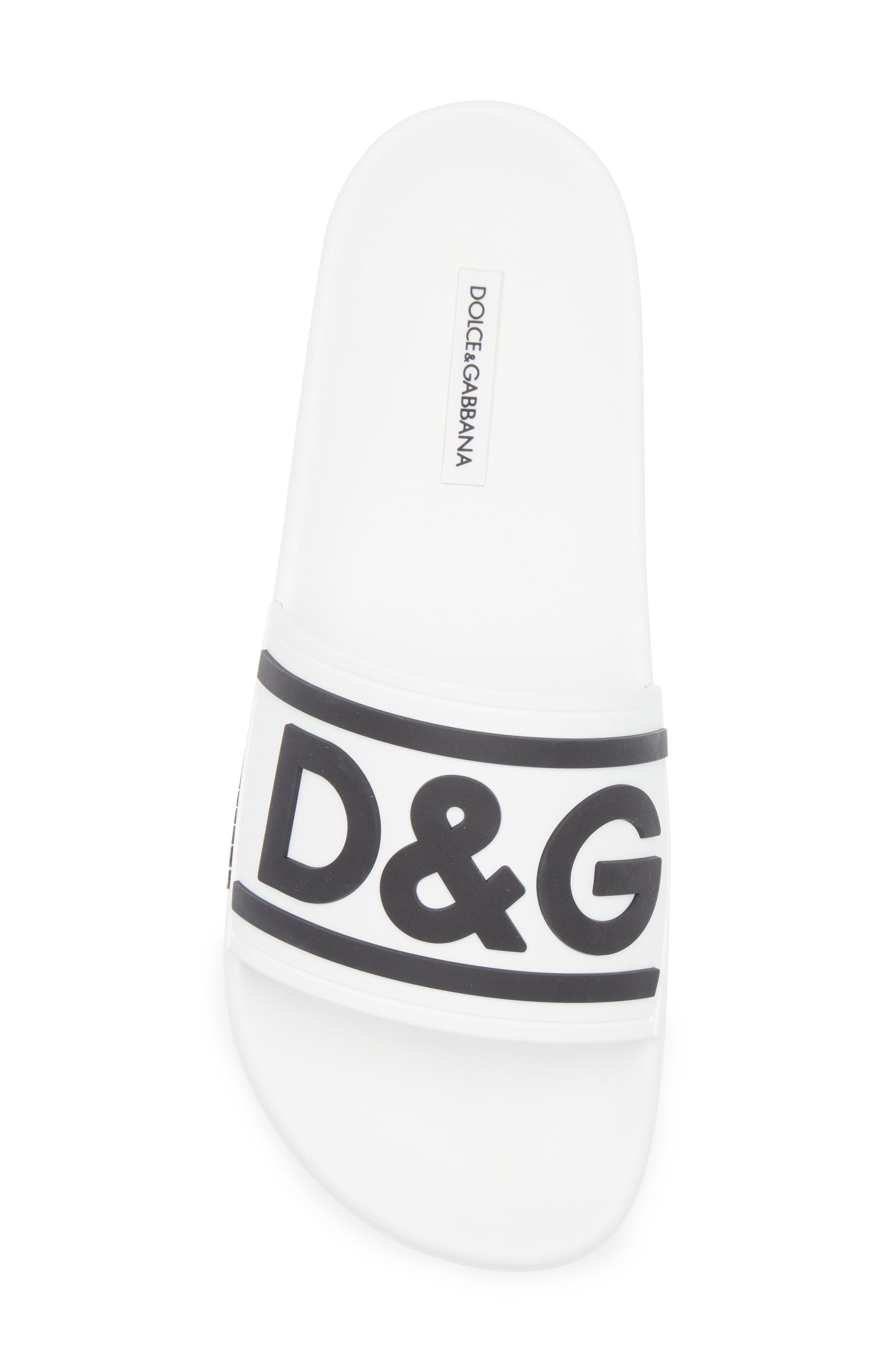Dolce&Gabbana Logo Embossed Sport Slide in 89697 White/Black at Nordstrom - 5
