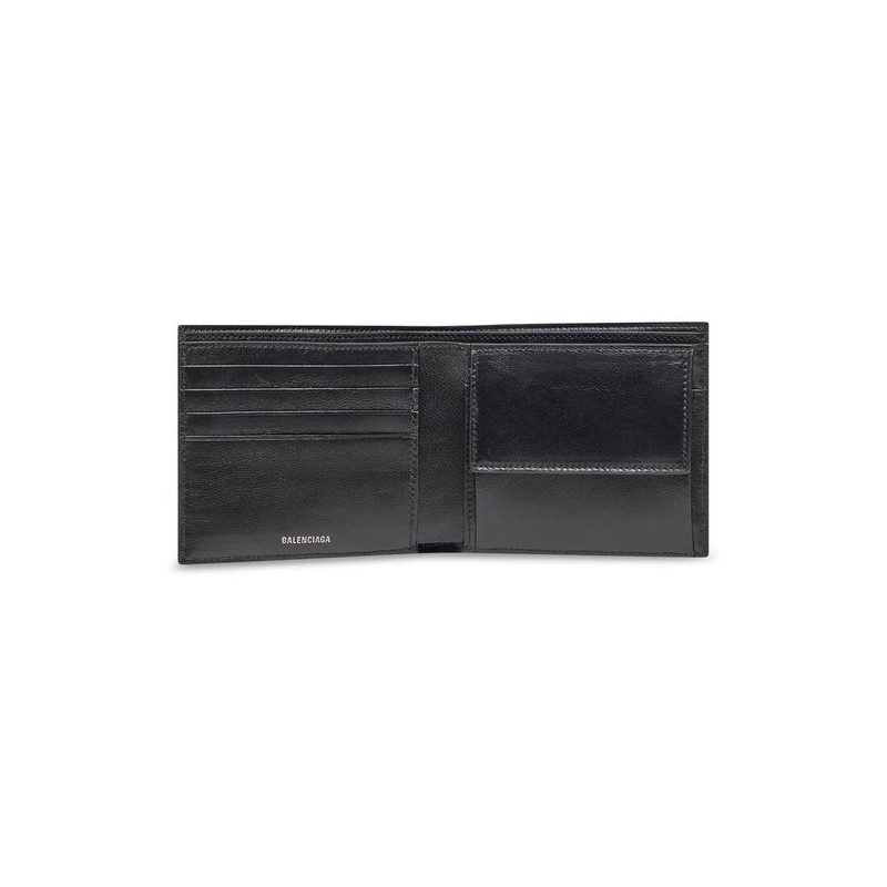 BALENCIAGA signature square folded coin wallet bb monogram coated canvas and allover logo outlook