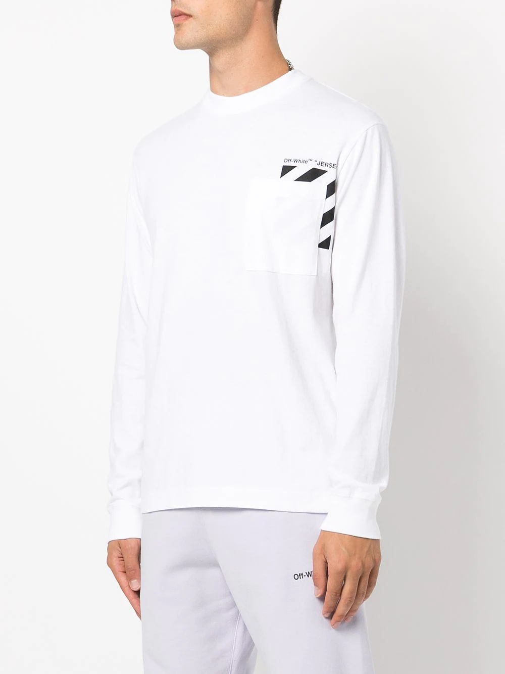 Diag-stripe print long-sleeved T-shirt - 3