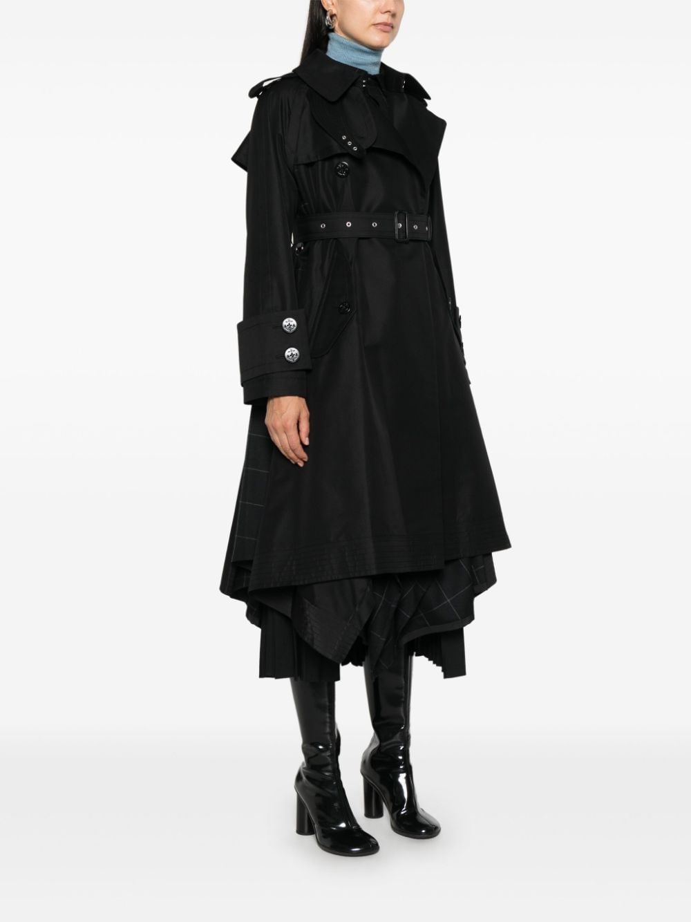 gabardine x windowpane coat - 3