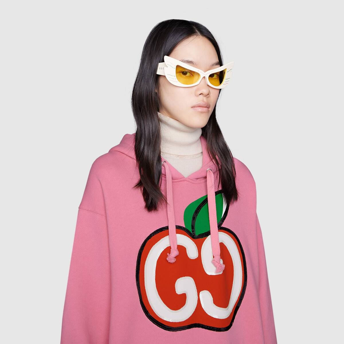 Hooded sweatshirt with GG apple print - 5