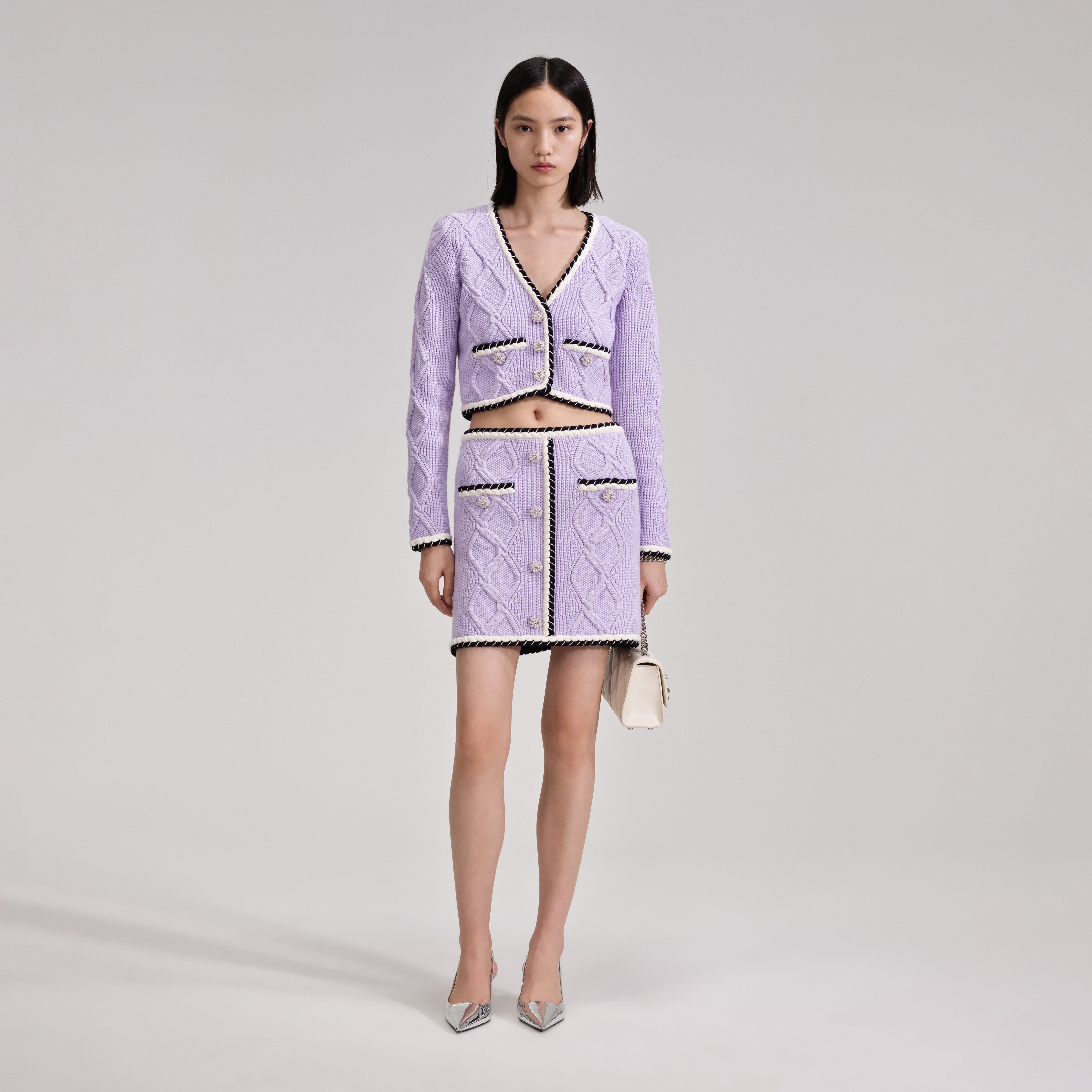 Lilac Knit Mini Skirt - 1