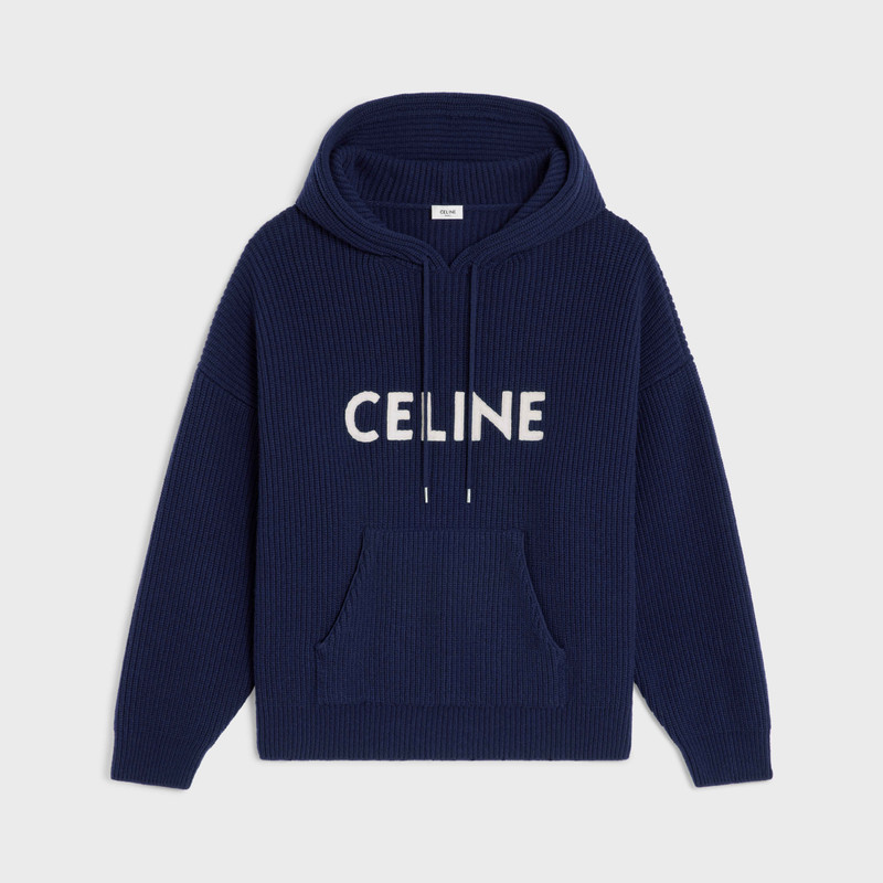 Celine hooded sweater in ribbed wool 1
