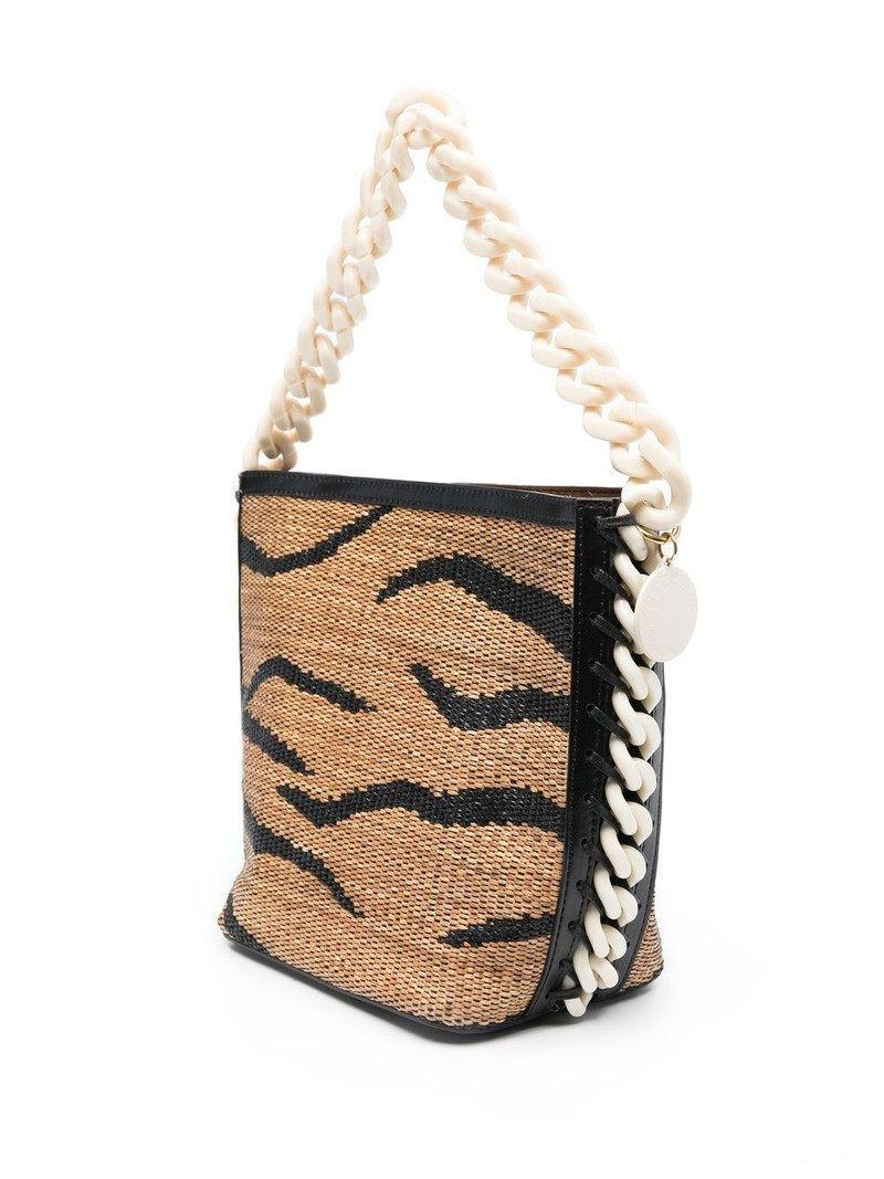 tiger jacquard raffia bucket bag 4