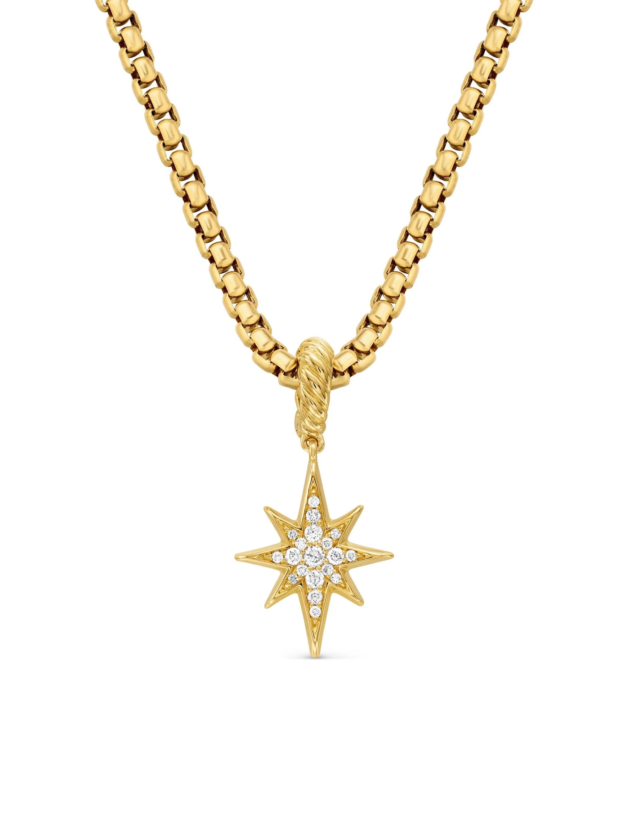 Women's North Star Amulet in 18K Yellow Gold with Diamonds, 15MM - Diamond - 1