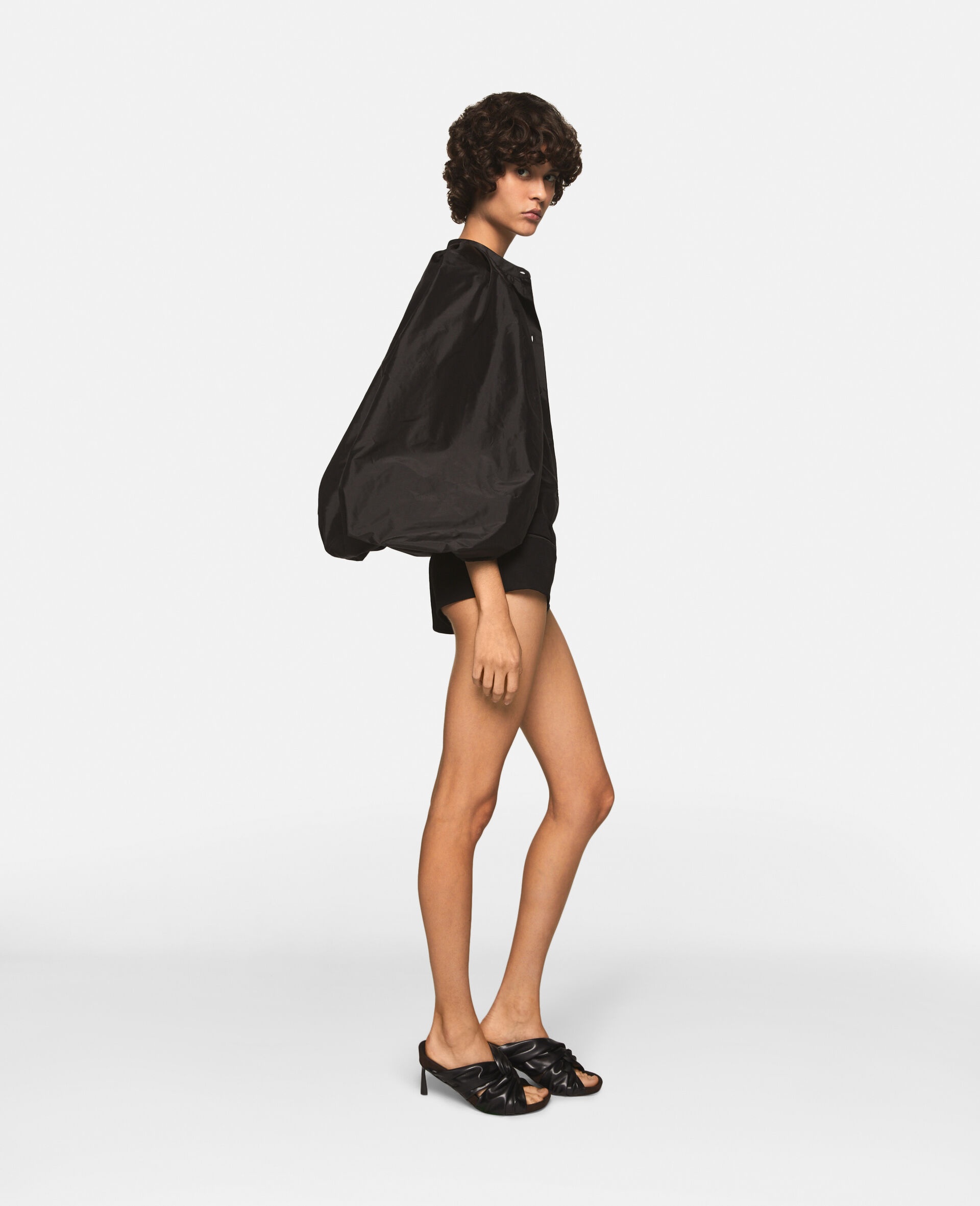 Cape-Sleeve Silk Shirt - 3