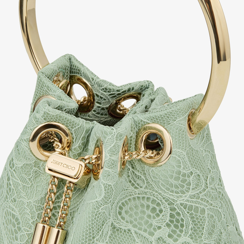 Micro Bon Bon Verde Satin and Jimmy Choo Lace Mini Bucket Bag 3