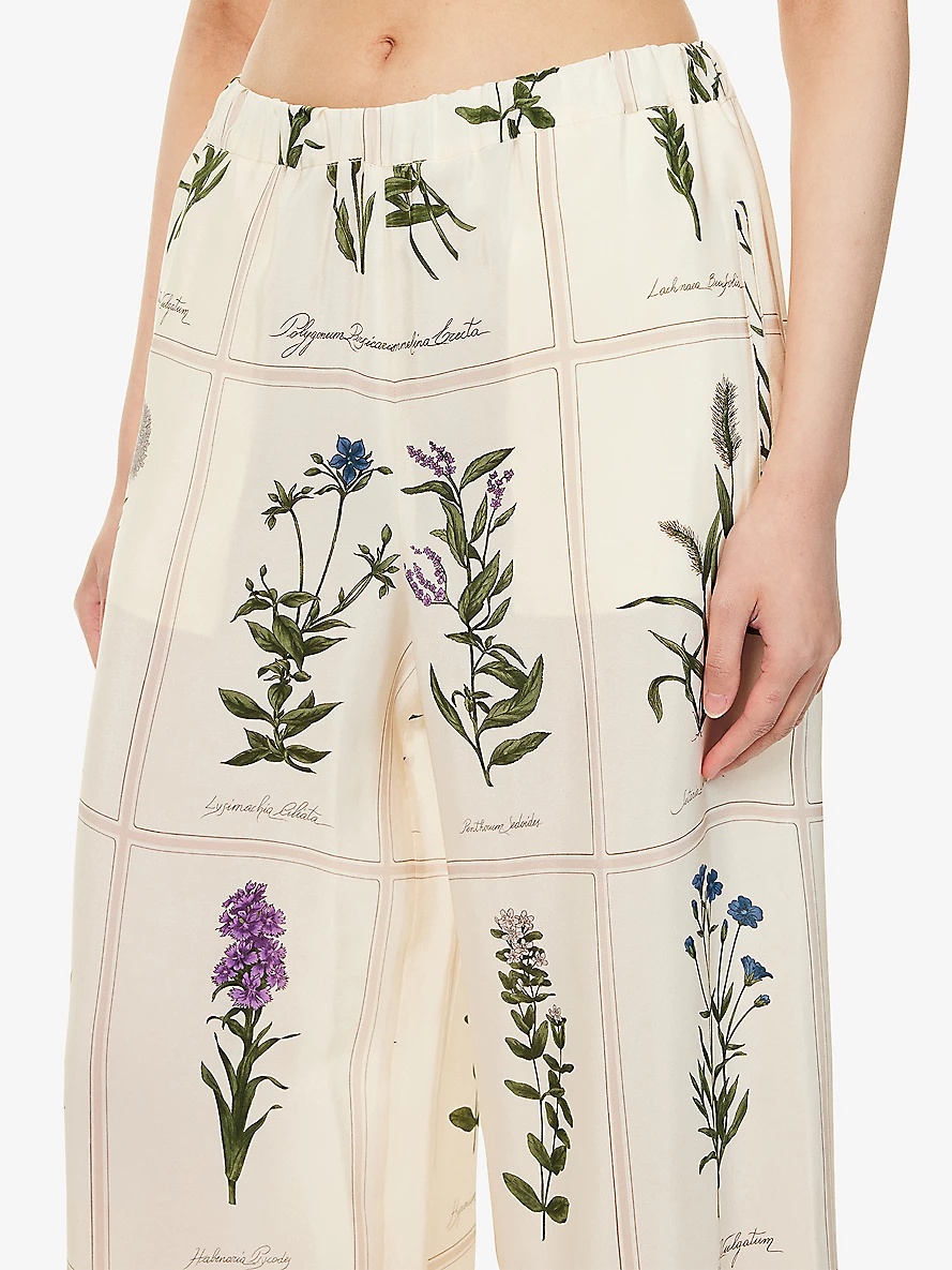 WEEKEND Max Mara Lory Flower-Print Wide-Leg High-Rise Silk