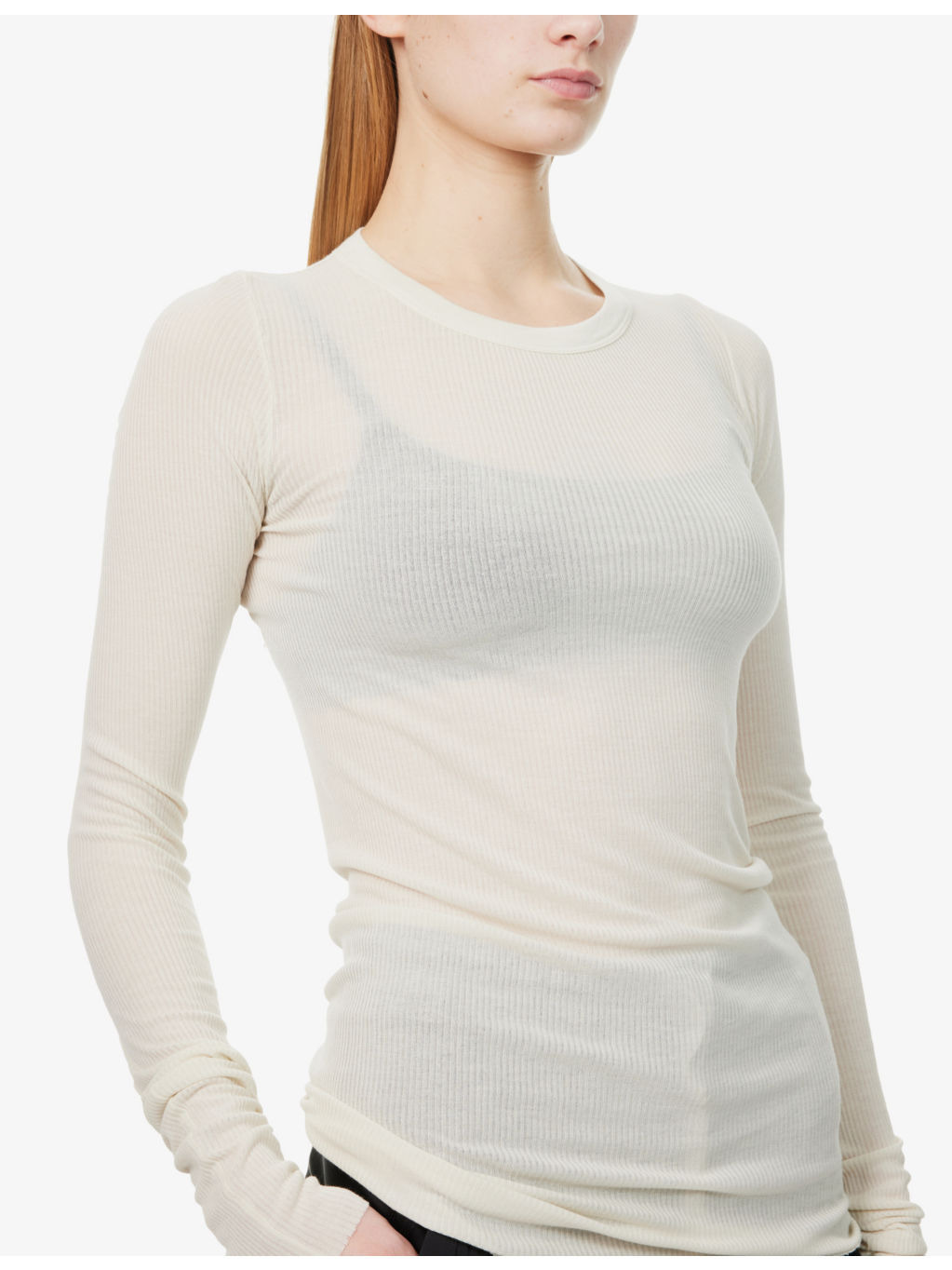 Basic Sheer Ribbed Long-Sleeve Jersey T-Shirt - 5
