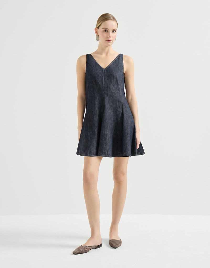 Cotton denim-effect twill mini dress 2