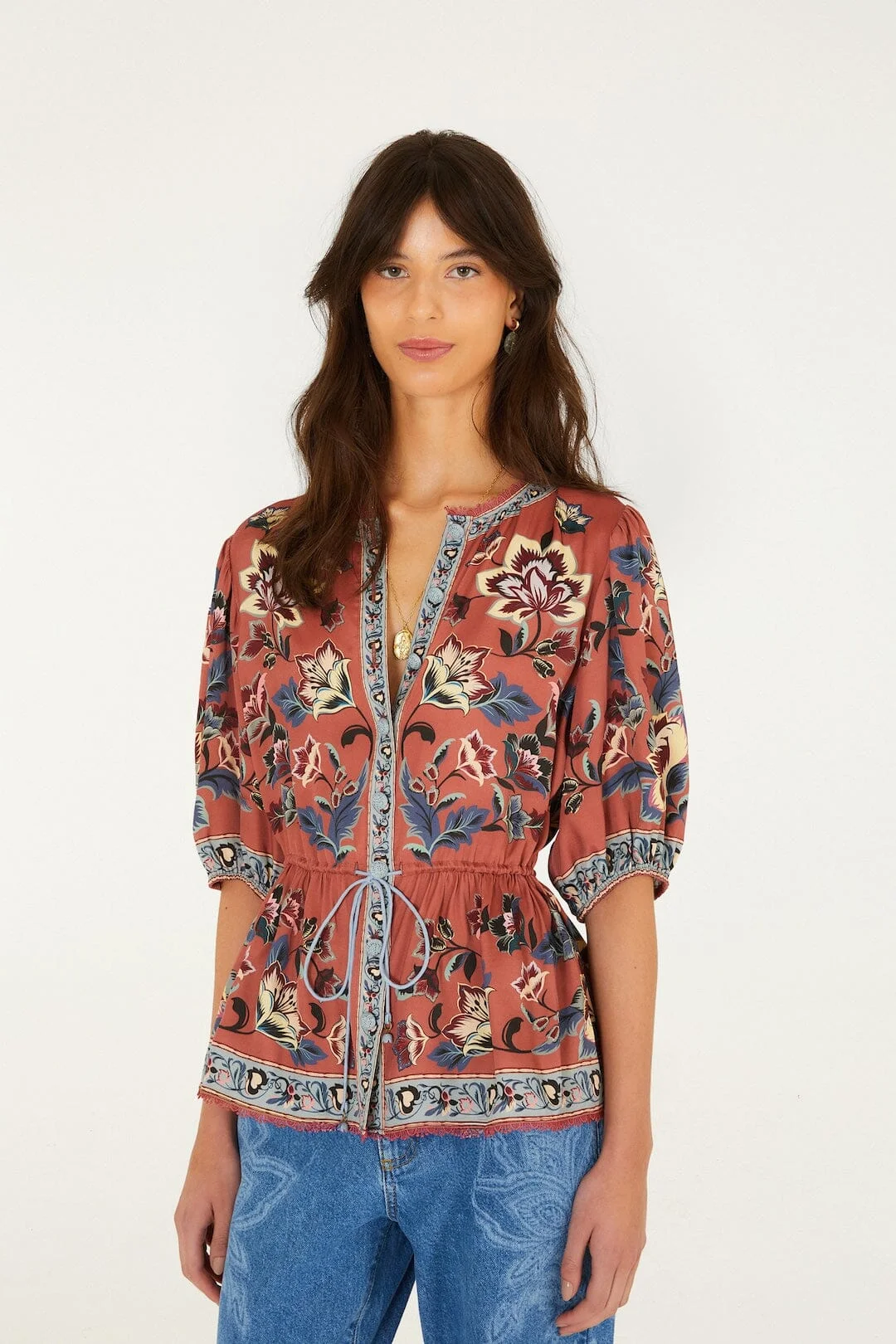 Floral Beauty Tapestry Blouse - 1