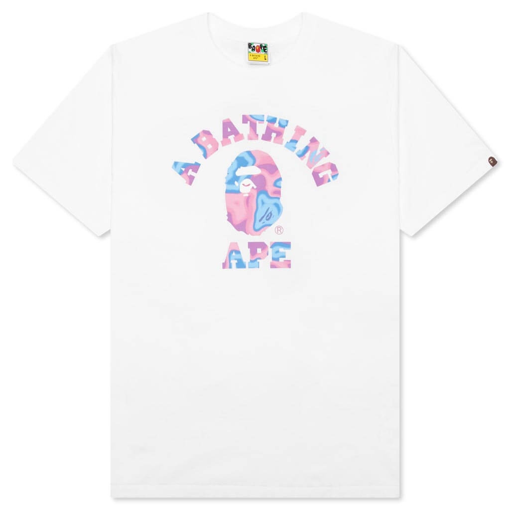 LIQUID CAMO COLLEGE TEE - WHITE/PINK - 1