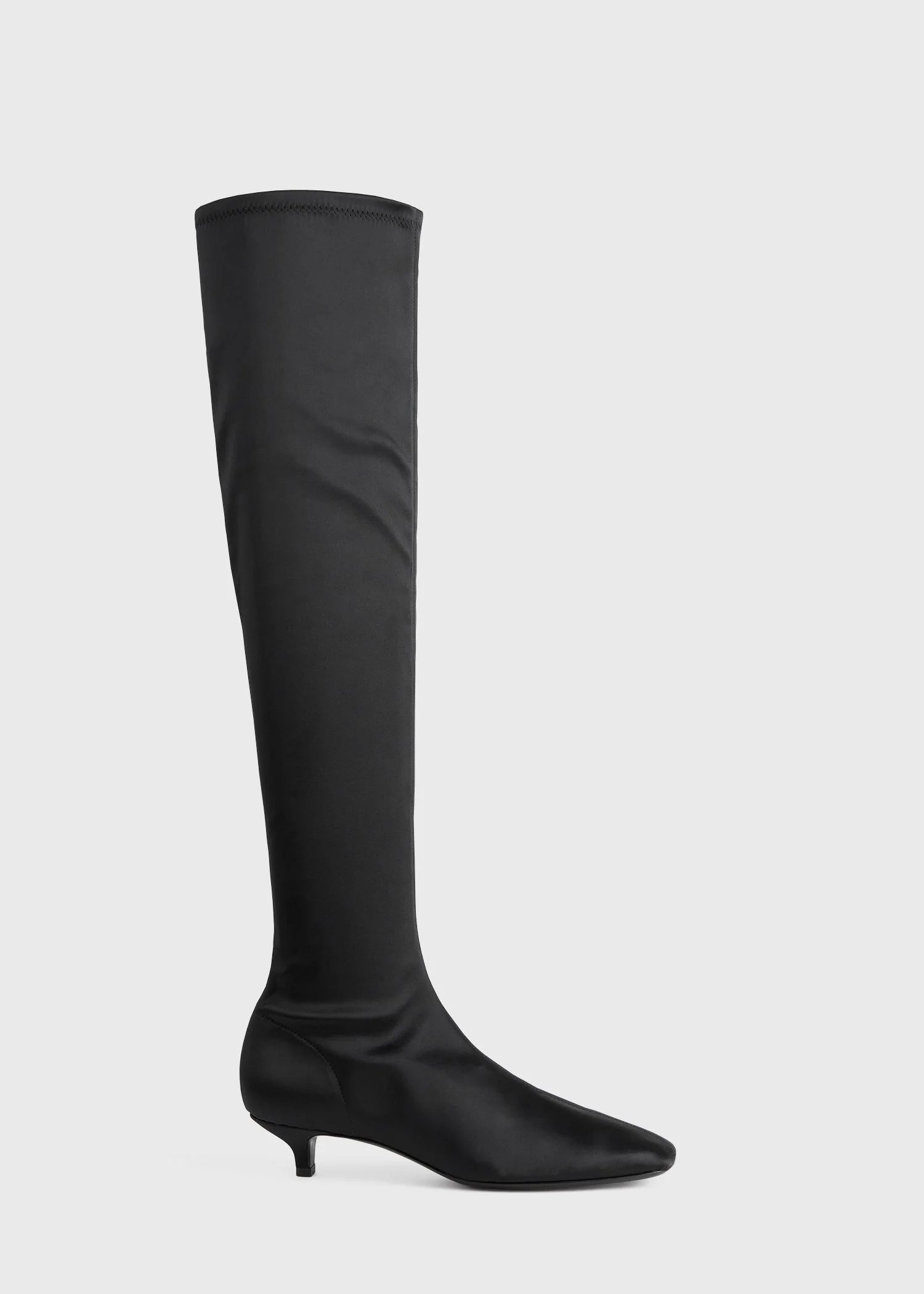Satin knee-high boots black - 1
